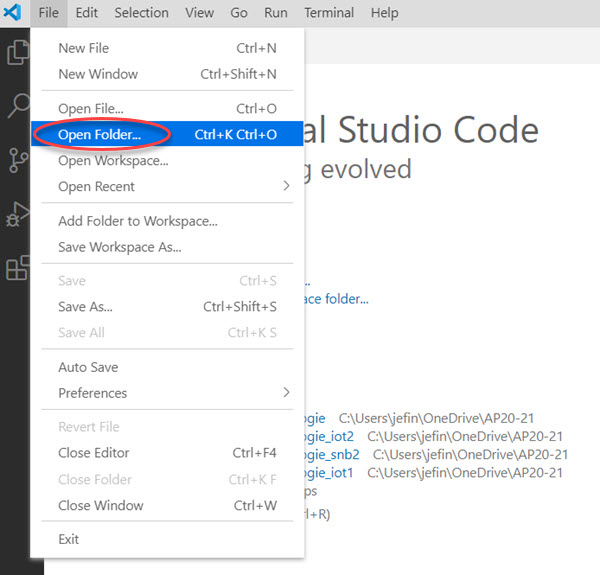 Visual Studio Code Open Folder